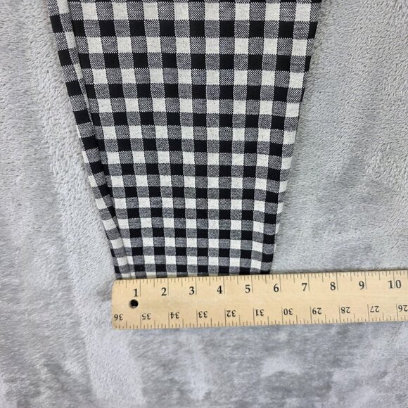 Zara Pants Womens XL Black White Gingham Check Stretch Skinny Ankle Zip Front - Picture 8 of 12